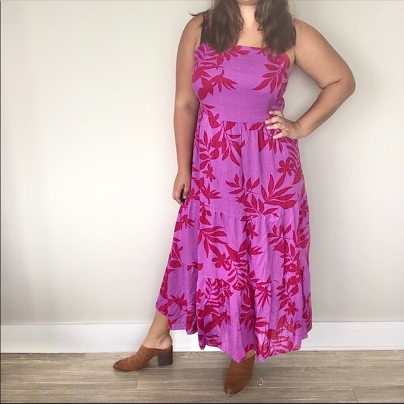 Old Navy | Dresses | Purple Maxi Leaf Print Summer Beach Dress Plus Siz |  Poshmark